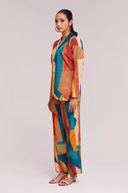 Trendy mehrfarbig bedrucktes Kombi-Set (Co-Ord Set)