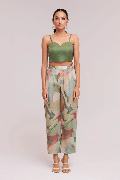Trendiges mehrfarbig bedrucktes Satin-Set (Co-Ord Set)